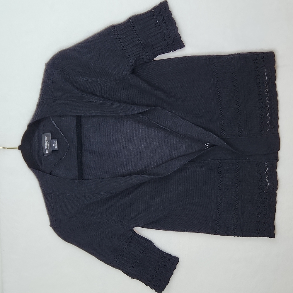 Liz Claiborne Women's Open Front Cardigan  Black Size Medium